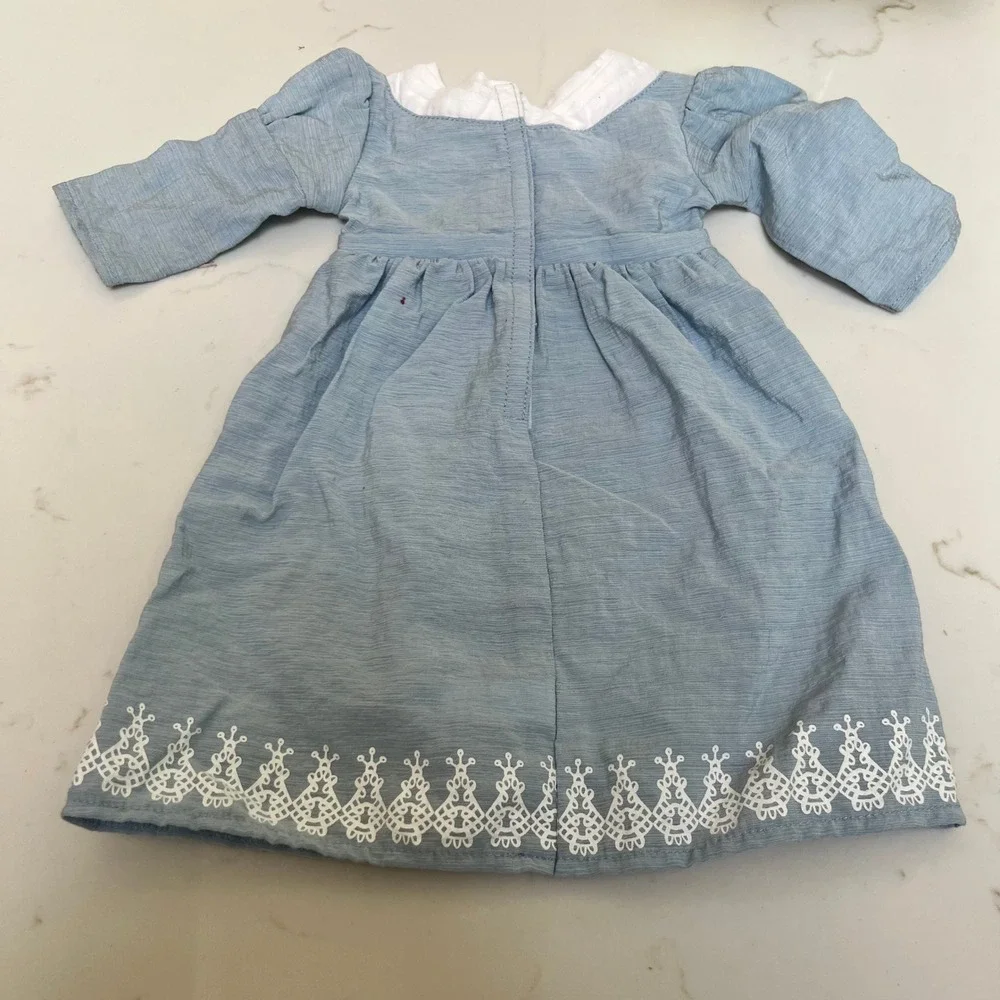 American Girl Caroline Abbott Birthday Dress Blue Floral Embroidery 18 Inch Doll
